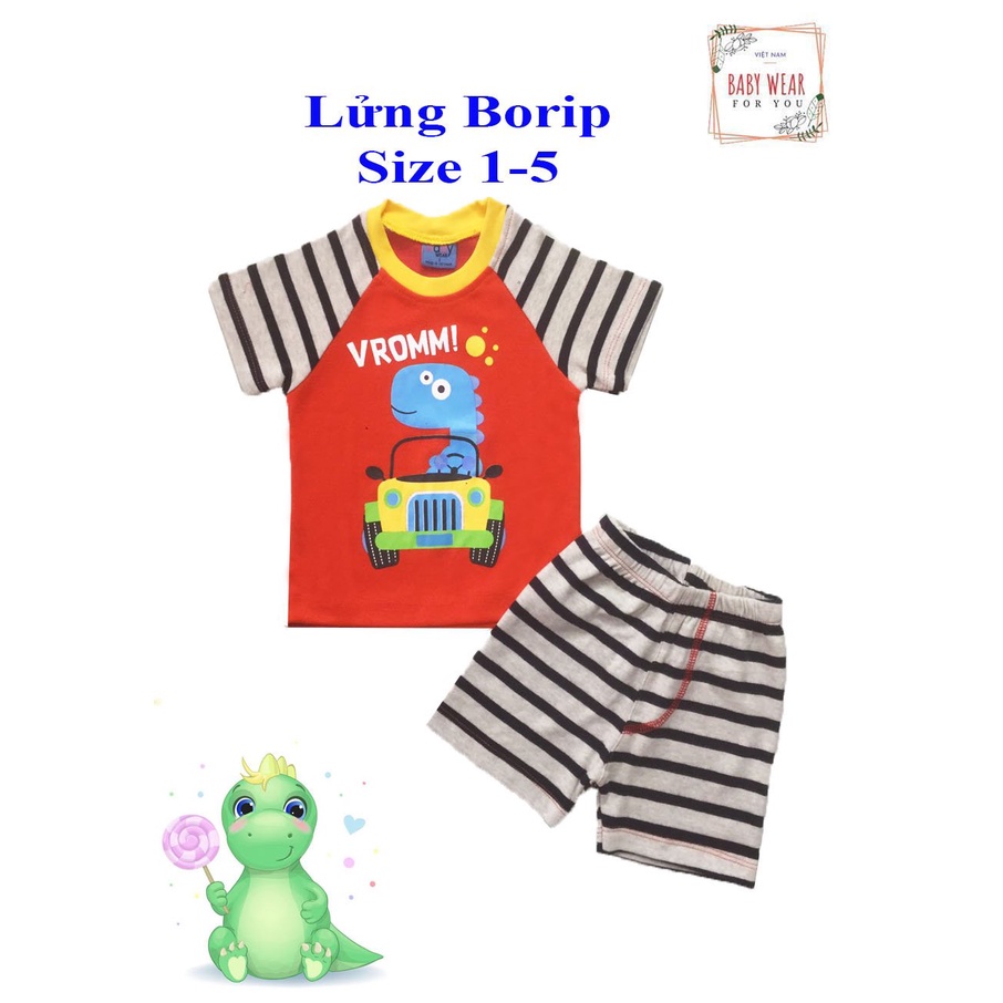 Set 3 Bộ lửng thun borip chất mềm cho bé trai Baby Wear (5-12kg)