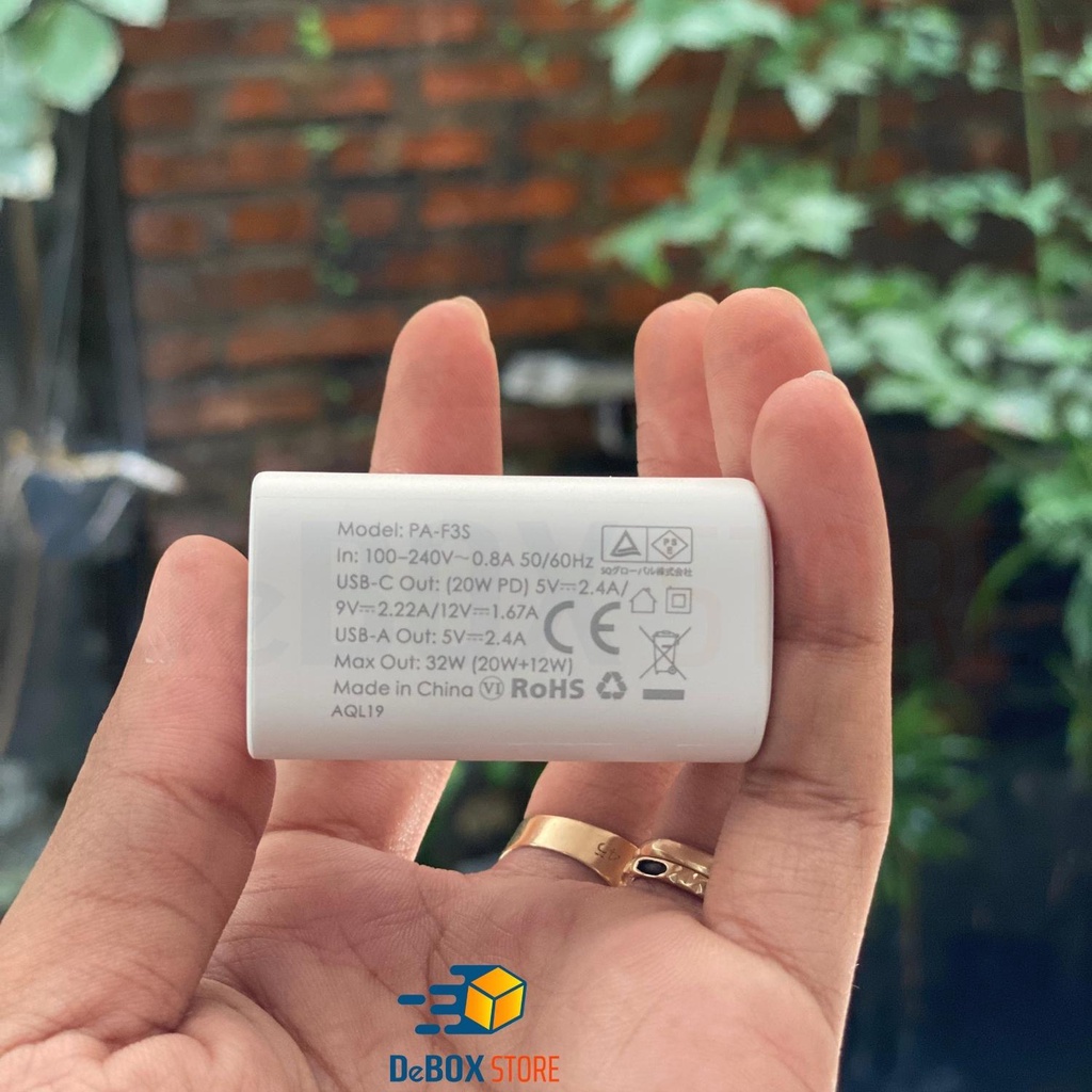 Combo AUKEY Bộ Củ Sạc PA-F3S 32W, Dây Sạc Nhanh 0,9m CB-CL3 USB-C to Lighning 20W chuẩn PD - Chính Hãng