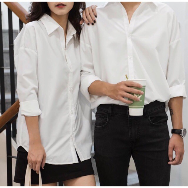 [Mã FAMAYMA2 giảm 10K đơn 50K] Áo sơ mi nam nữ dài tay unisex màu trắng chất lụa phong cách trẻ | BigBuy360 - bigbuy360.vn