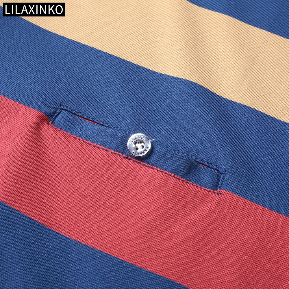 Áo Thun Polo Tay Dài Kẻ Sọc 2 Màu Thời Trang Thu Đông Cho Nam