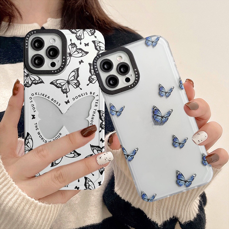 Ốp Điện Thoại Mềm Trong Suốt Họa Tiết Bươm Bướm Cho iPhone 6 6s 7 8 Plus 11 12 13 Pro MAX XR X XS MAX