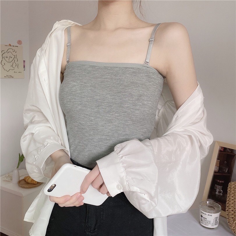 [ Mã giảm giá AOCOC5 giảm 5K]Áo hai dây vải Thun Cotton co giãn tốt, chất đẹp dáng ôm, dây có chốt điều chỉnh | BigBuy360 - bigbuy360.vn