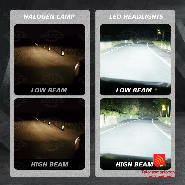 Đèn pha LED Unilight S11 100W 20000LM chip LED LASER 3570 6 NHÂN hiệu suất cao cho ô tô