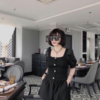 Áo len cổ vuông tay lỡ