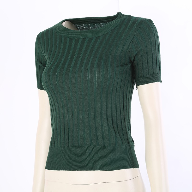 Áo thun vải gân ôm dáng dành cho nữ | BigBuy360 - bigbuy360.vn