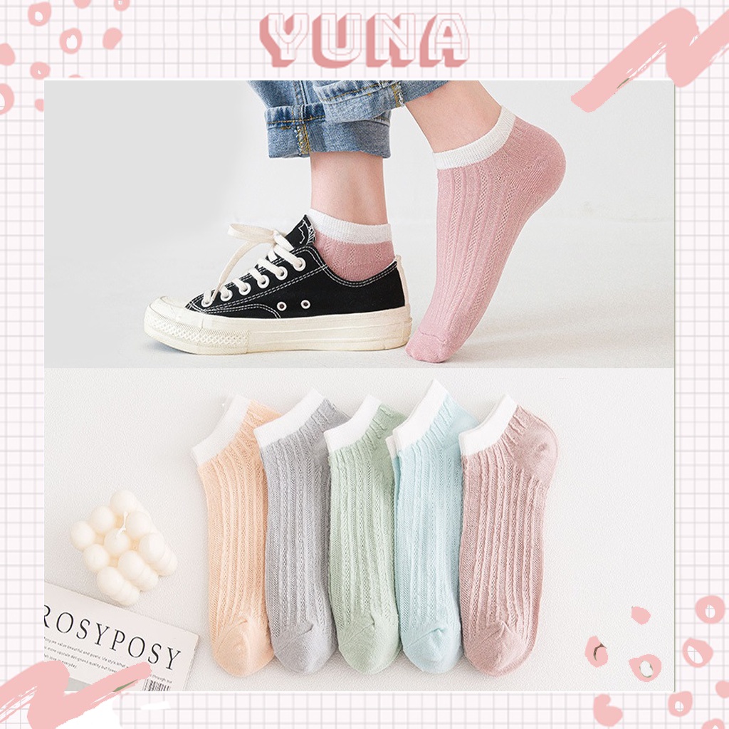 Tất Nữ Cổ Ngắn Hàn Quốc Họa Len Gân Vintage Cá Tính