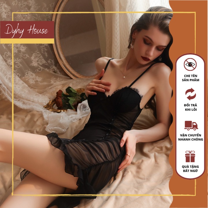 Váy Ren Sexy Có Đệm Ngực Xuyên Thấu Quyến Rũ 2069