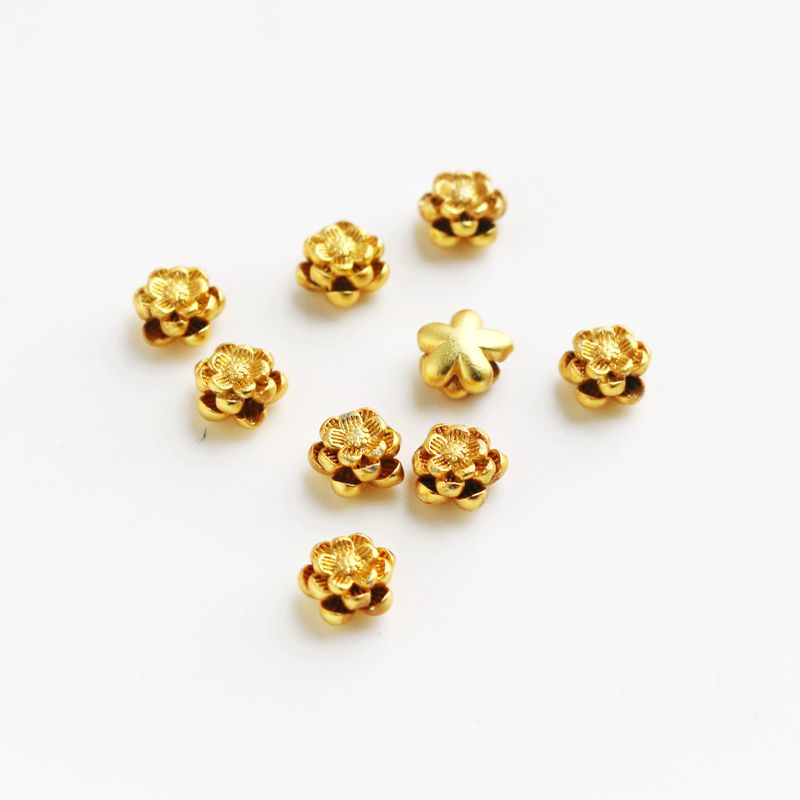Bộ 10 Mặt Dây Chuyền Hình Hoa Sen Rỗng Màu Vàng 18K 6mm diy