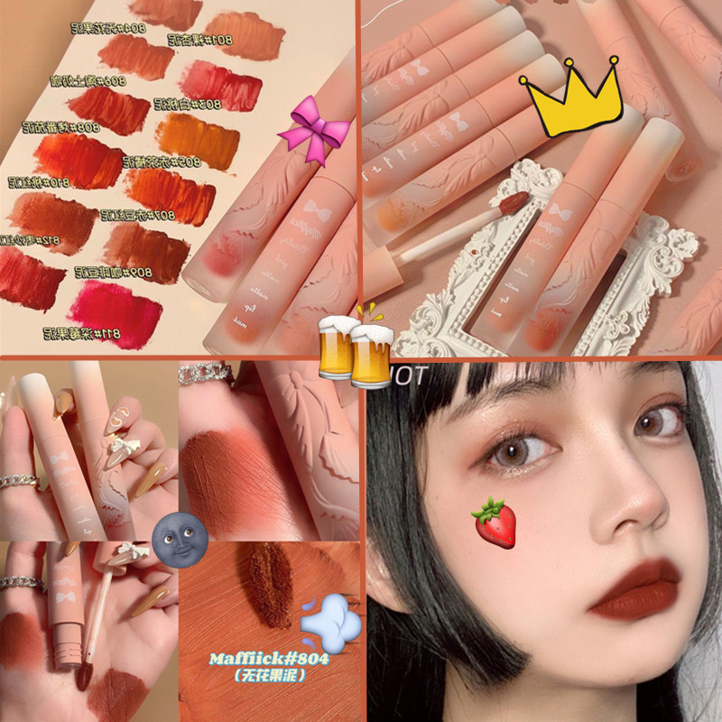 MAFFICK 12Color Velvet Matte Matte Lip Gloss Bowknot Waterproof Lip Mud | BigBuy360 - bigbuy360.vn