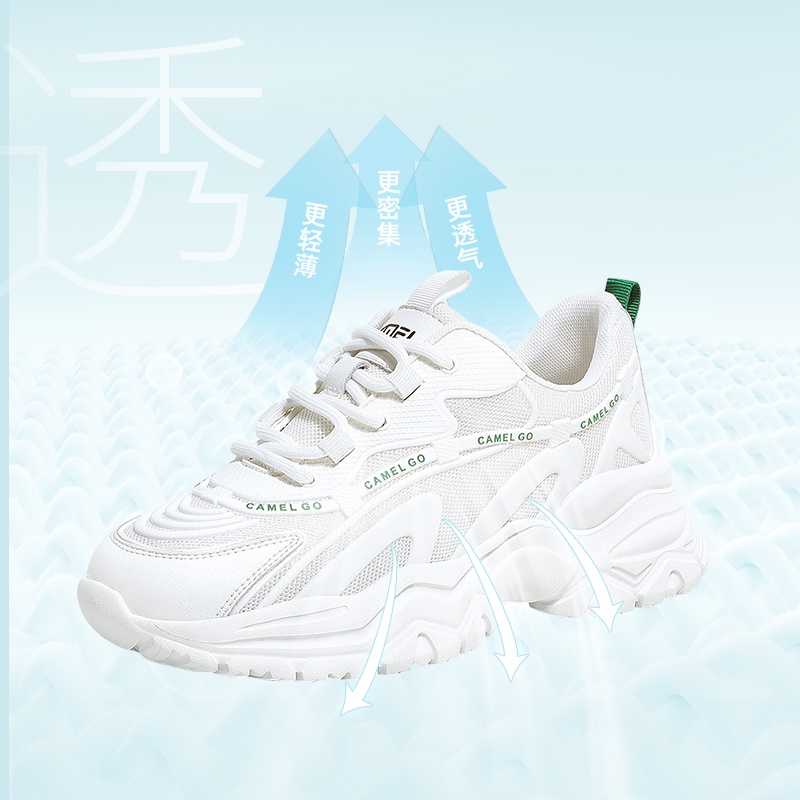 Giày sneaker Cameljeans đế dày phối lưới thoáng khí thời trang cho nữ