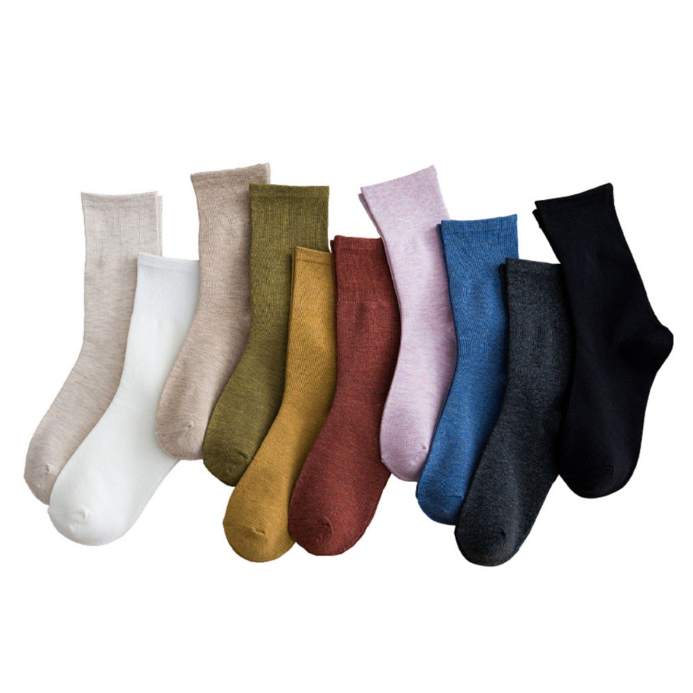 Vớ Cotton Cổ Thuyền Màu Trơn Đơn Giản Cho Nữ