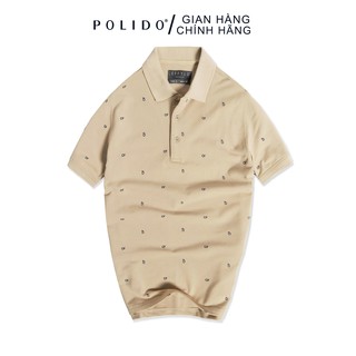 Áo Polo Họa Tiết In Tràn CEFFYLO Màu Camel Chất Liệu Chống Nhăn Co Giãn, Form Ôm Nhẹ Lịch Lãm