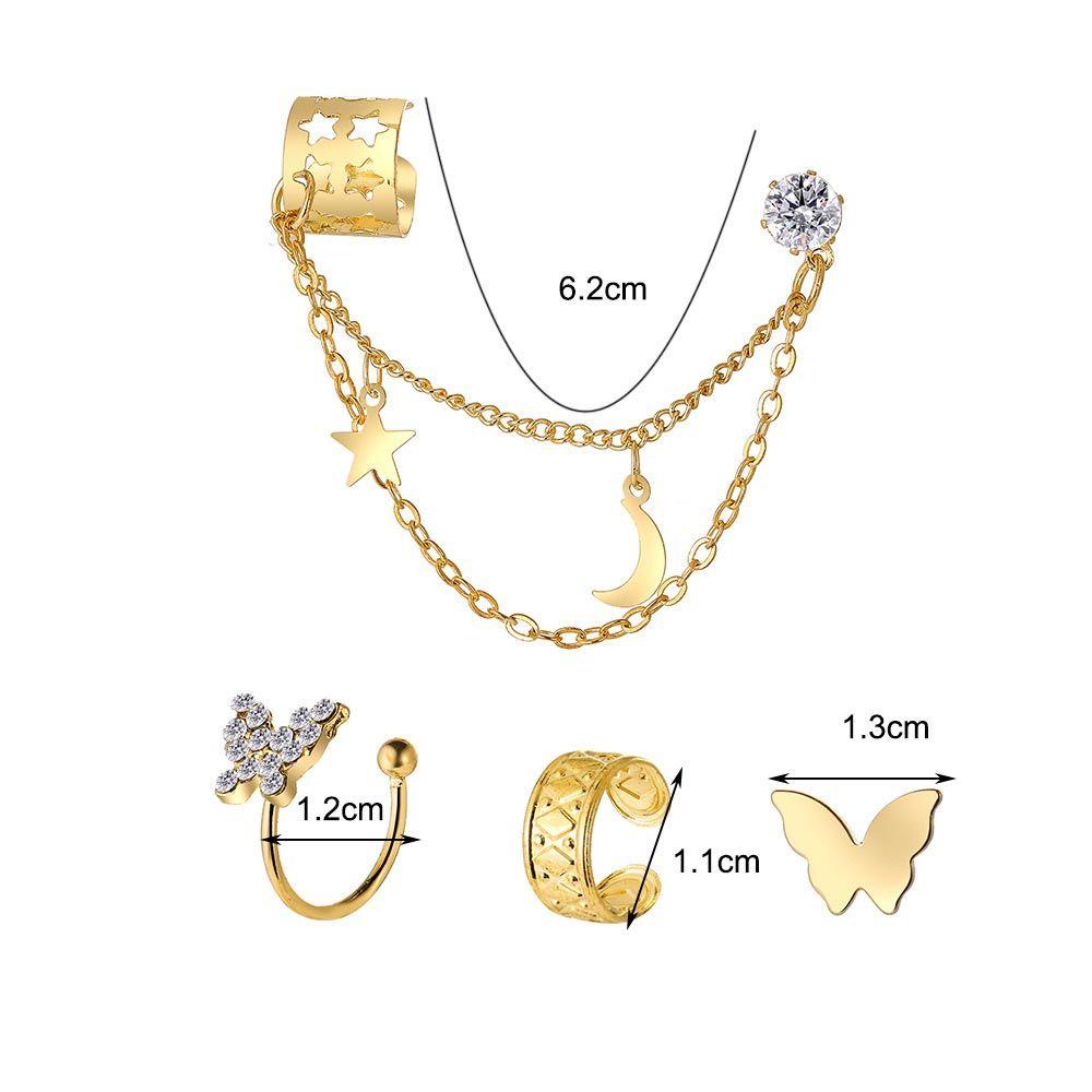 Bông Tai Dạng Kẹp Hình Chữ C / Ngôi Sao / Bướm Phong Cách Vintage Cho Nữ MXMUSTY