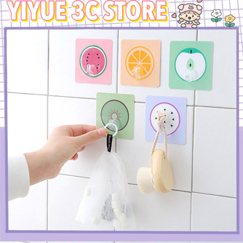 Bộ 1/ 3 móc treo đồ dán tường cửa không để lại dấu vết trái cây sáng tạo đa năng chất lượng cao cho nhà bếp phòng tắm