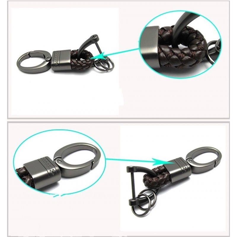 Móc Khóa Dây Da Bện Thủ Công Thời Trang