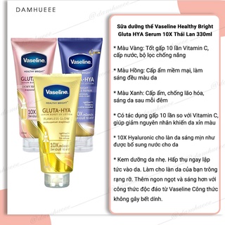 Sữa dưỡng thể vaseline healthy bright gluta hya serum 10x thái lan 330ml