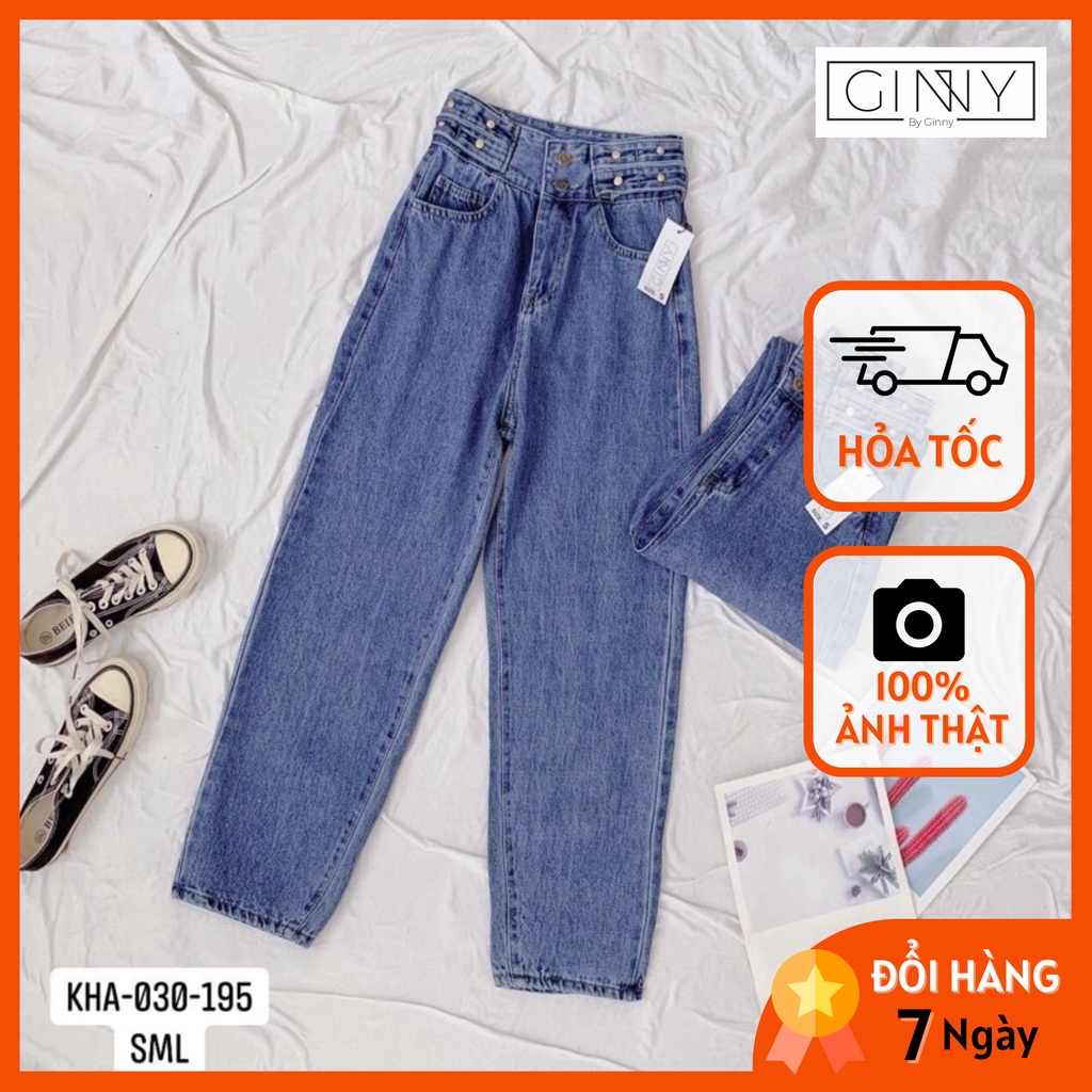 Quần Baggy Jean Nữ Hack Dáng KHA-030| Quần Jean Cạp Cao | Vải Jean Wash Xịn | GinHouse Shop