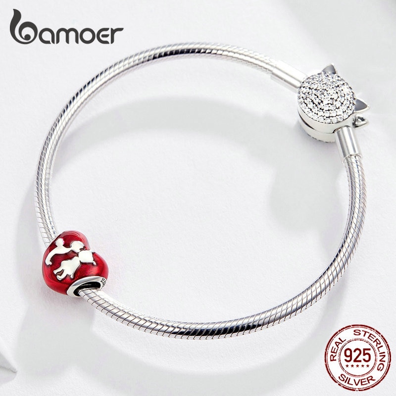 Hạt Xỏ Bạc 925 Làm Vòng Tay Bamoer Hình Trái Tim Cho Nữ