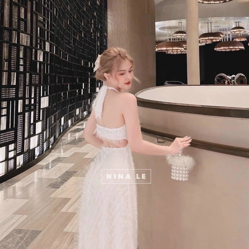 ĐẦM NỮ DÀI KIỂU YẾM CHẤT VẢI LÔNG PHỐI CUT EO SIÊU TÔN DÁNG, SANG CHẢNH - PHÙ HỢP ĐI TIỆC