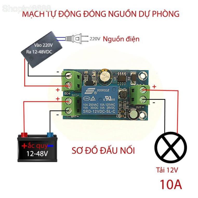 Module mạch tự động đóng nguồn dự phòng X804 12-48VDC 10A (Kho hàng Hà Nội)