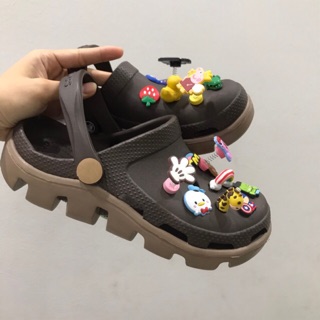 [Tặng 12 jibbitz] Dép sục C.R.O.S.S nâu đế ghi chống ngấm nước