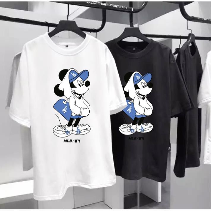 Bst chuột Mickey áo thun , áo phông nam, nữ tay ngắn 2 màu đen - trắng thun cotton thiết kế đẹp in 3d . '