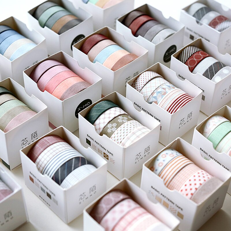 Set 5 cuộn băng keo washi mini độc đáo trang trí sổ tay DIY