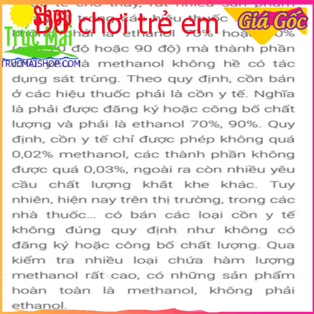 [Giá Xưởng] Cồn y tế Methanol 70 độ, 90 độ chai 500ml - Công ty cổ phần Hóa Dược Việt Nam