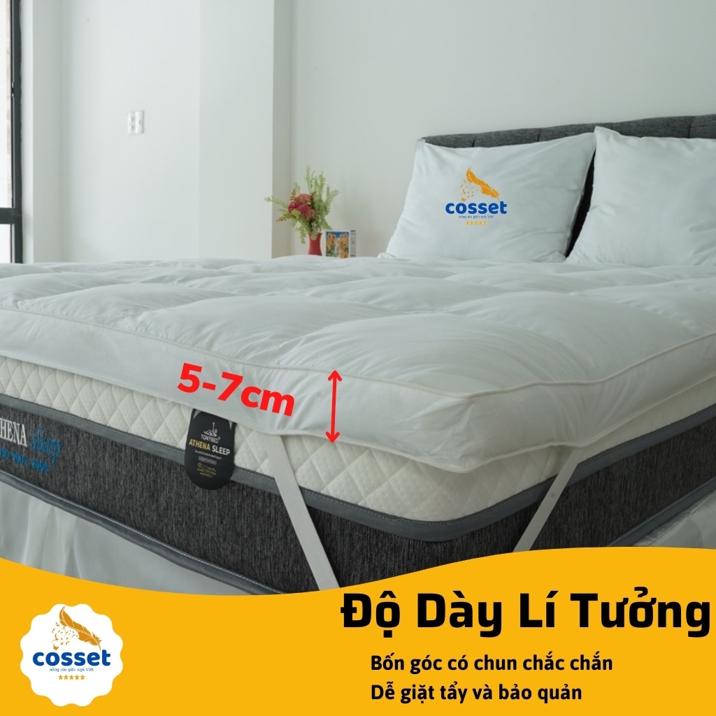 Topper Nệm COSSET - Tấm Làm Mềm Nệm Khách Sạn Giúp Có Giấc Ngủ Ngon và Sâu Hơn - Vải Cotton Poly Cao Cấp