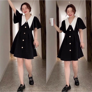 Đầm đen phối cổ peter trắng (có Bigsize)