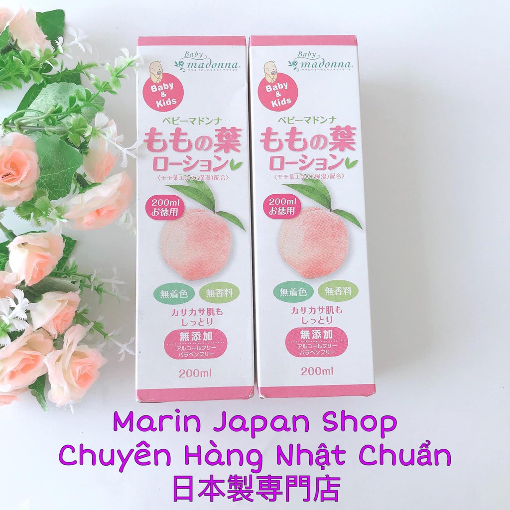 Lotion chiết xuất lá đào tiên chống hăm da, đỏ da, dưỡng ẩm cho bé và người da nhạy cảm, da mụn Nhật Bản