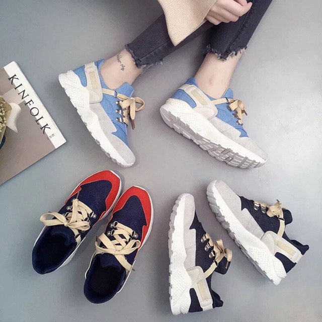 Giày sneaker Kaki Cao Cấp 3 màu Hàng Xuất Nhật