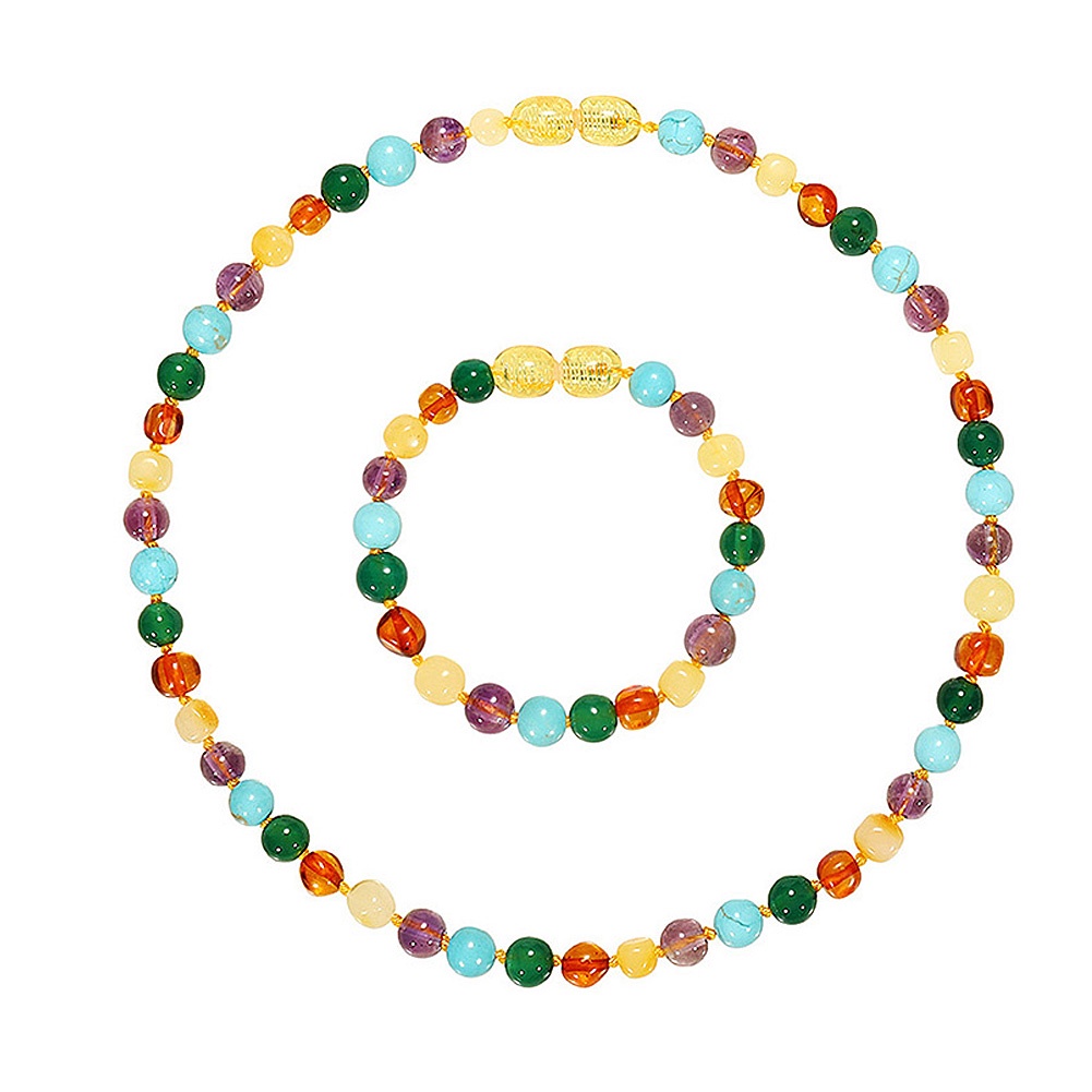 Chuỗi Hạt Đá Hổ Phách Tự Nhiên Nhiều Màu Sắc Dùng Làm Trang Sức Thủ Công Cho Bé