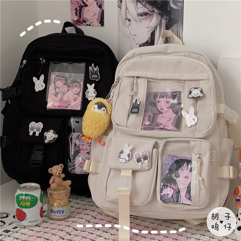 Balo canvas chống thấm phong cách Anime tặng kèm 5 sticker, 2 ảnh thẻ