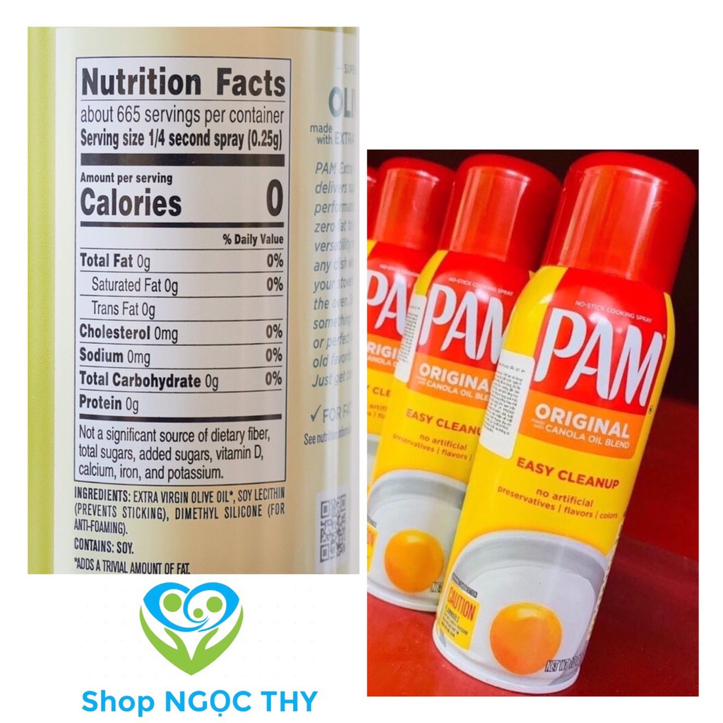 Dầu ăn kiêng 0 calo dạng xịt PAM chính hãng ăn kiêng giảm cân chai to 12oz 354ml