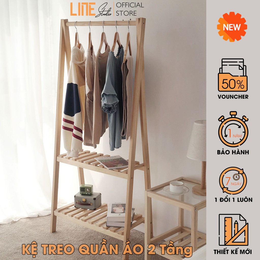 Giá Treo Quần Áo A Hanger 2FM Kệ Treo Đồ 2 Tầng Đa Năng Gỗ thông Line Studio Nội Thất Phòng Ngủ Lắp Ráp Giá Rẻ