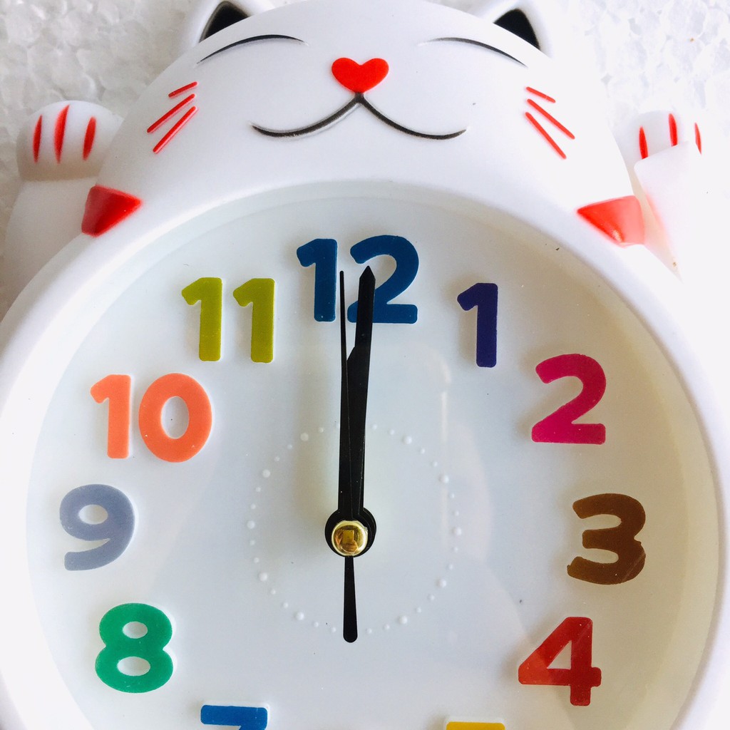 Đồng hồ báo thức để bàn con mèo LY 1144A (trắng)