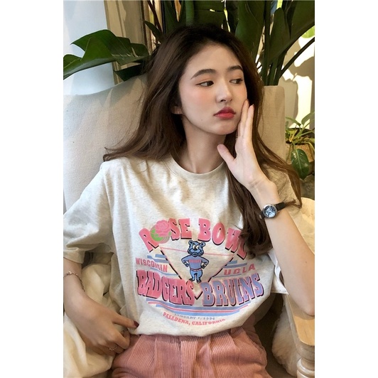 NRVP Áo Thun Nữ Tay Ngắn Cổ Tròn Cỡ Lớn Thời Trang Hàn Quốc