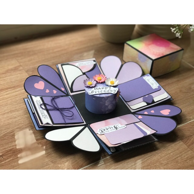 Hộp quà love box 10cm màu tím hoa cà