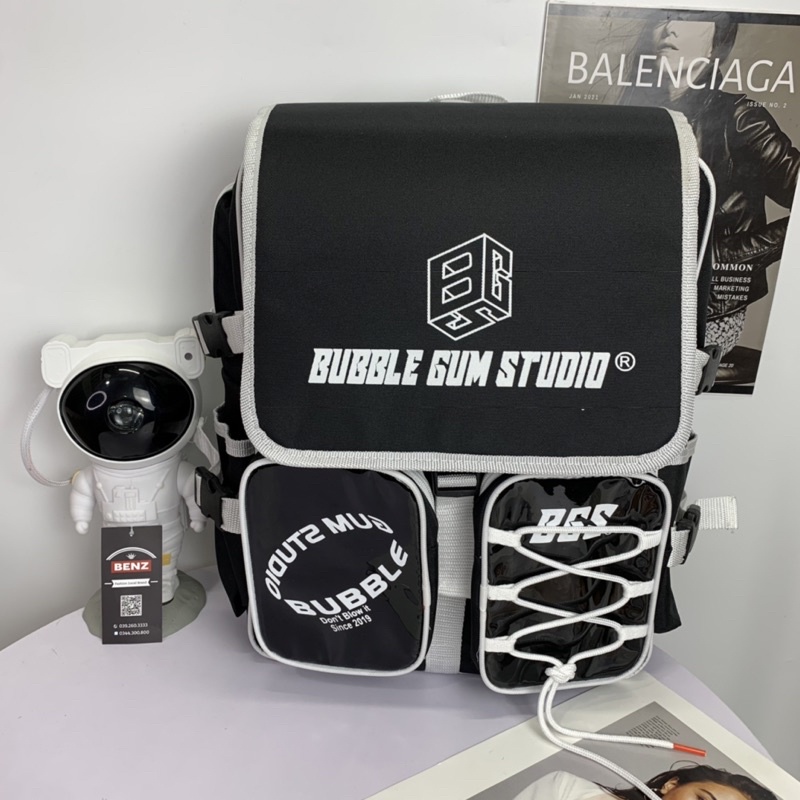 Balo Bubble gum studio thời trang cặp đi học nam nữ basic có ngăn đựng laptop.Chất vải canvas bền đẹp chống nước BZ 12