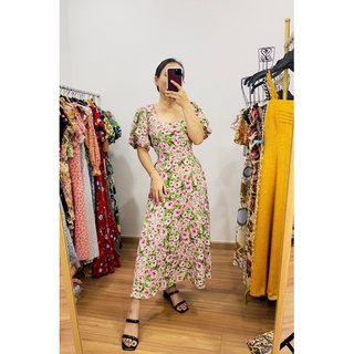 ĐẦM MAXI CỔ VUÔNG TAY BÍ