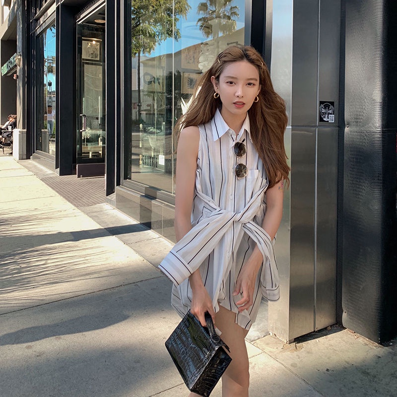 Áo sơ mi tay dài xẻ vai chống nắng vải mỏng thời trang mùa hè