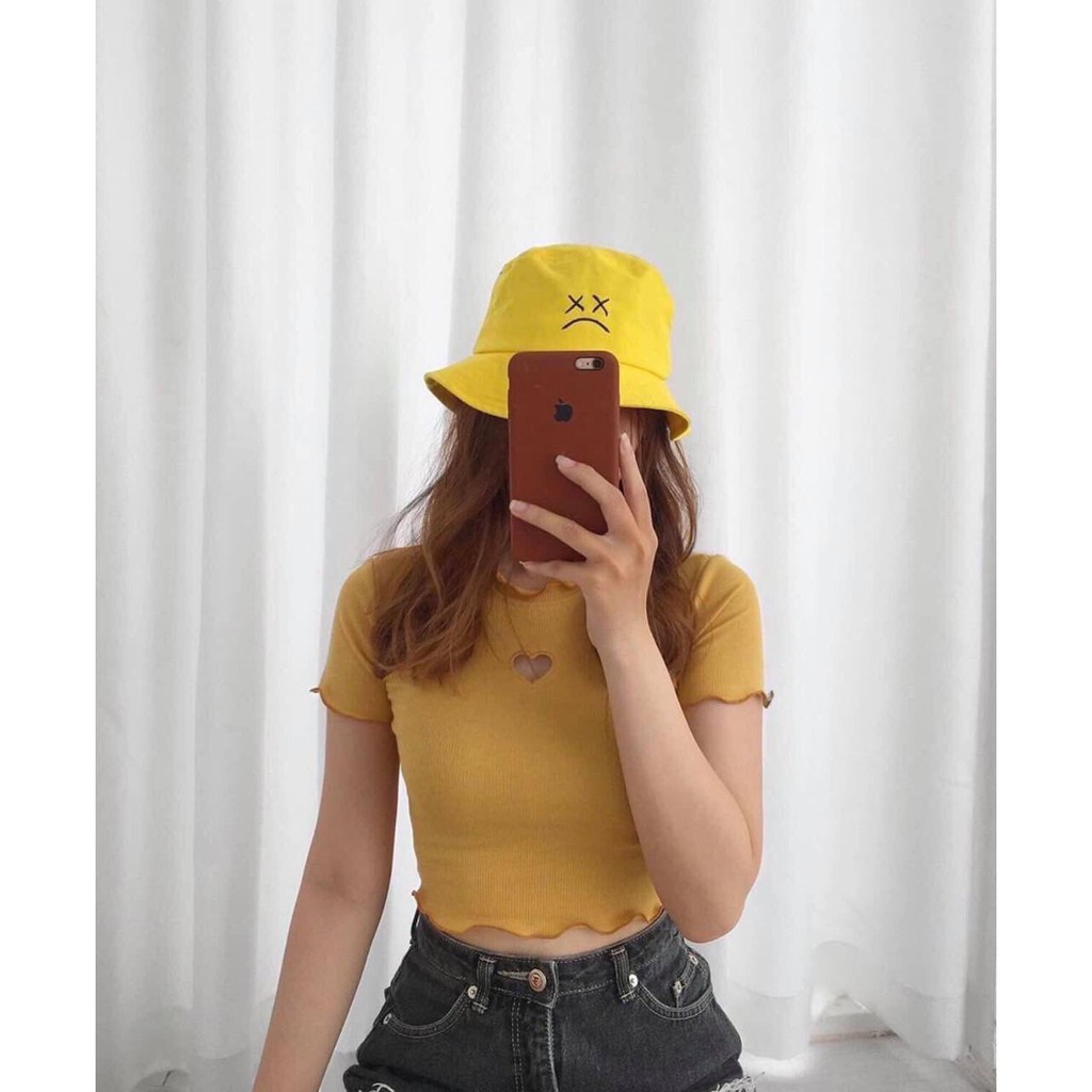 ÁO CROPTOP KHOÉT TRÁI TIM CUỐN BIÊN CHẤT THUN RẺ NHIỀU MÀU
