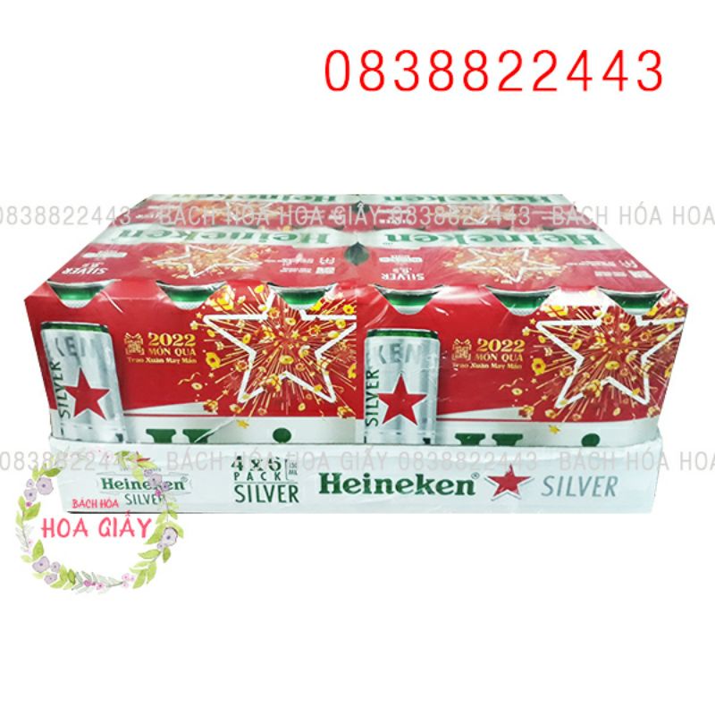 Tết- Bia Heineken Silver Khay 24 Lon 330Ml  - ken bạc lốc bao bì xuân giao hỏa tốc tphcm hàng mới