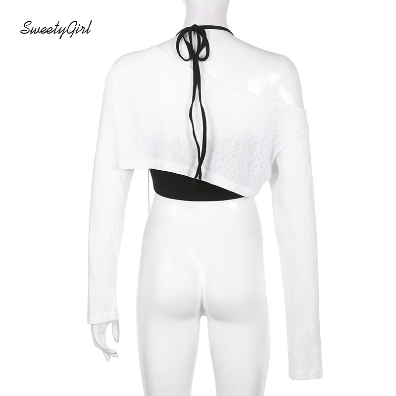 Bộ Áo Trễ Vai Tay Dài Dáng Rộng In Hoạt Hình Mèo Phối Màu Tương Phản Thời Trang 2022 Cho Nữ