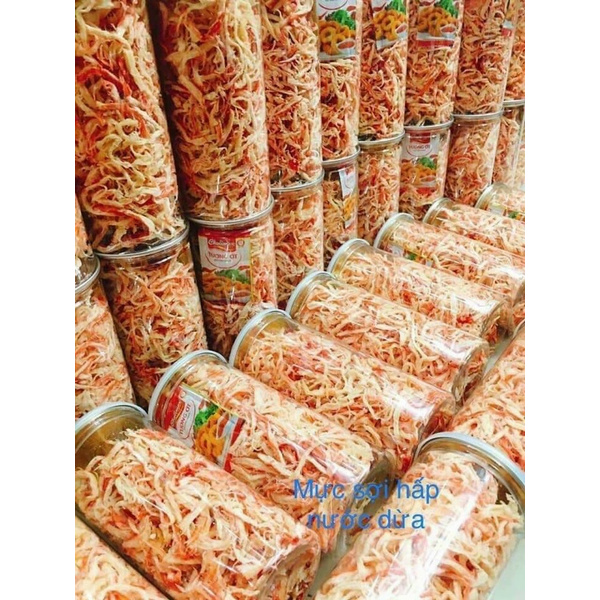 Khô Mực Sợi Hấp Nước Dừa Siêu Ngon Hủ 300g