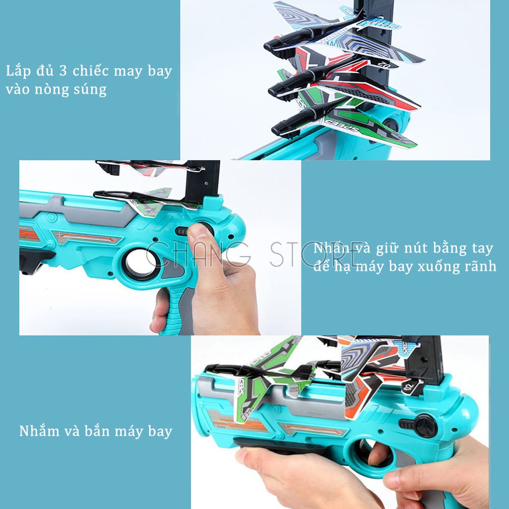 Súng Đồ Chơi Bắn Máy Bay Dành Cho Bé, Đồ Chơi Súng Phóng Máy Bay Lượn Mô Hình Trẻ Em