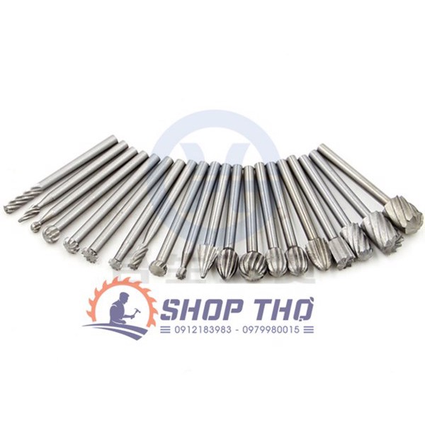 Bộ 20 mũi mài gỗ lũa - chuôi 3mm