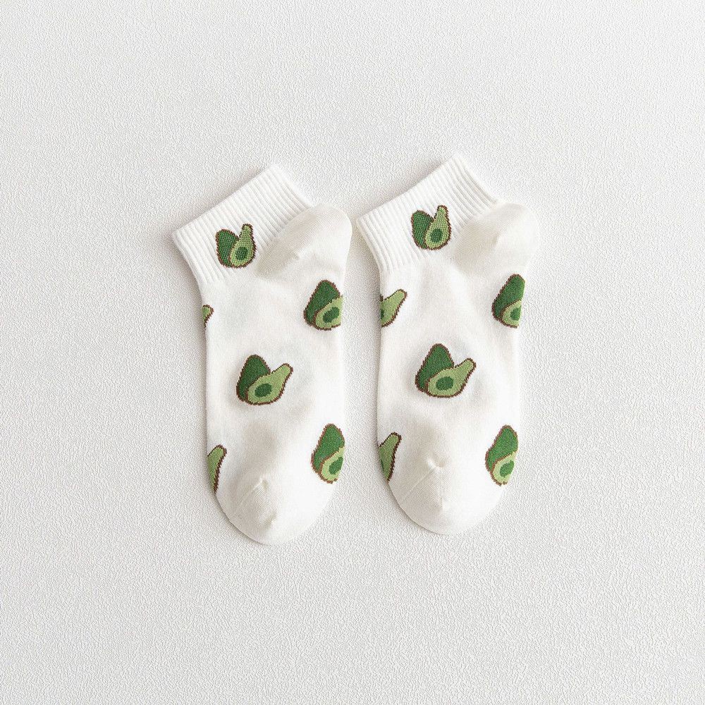 Đôi vớ cotton cổ thấp co giãn in hình quả bơ Nhật Bản dễ thương thời trang xuân thu cho nữ