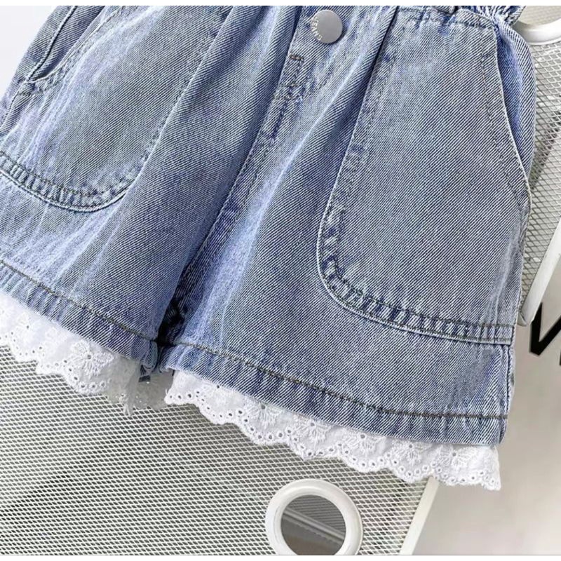 Quần Jean Đùi Bé Gái Dáng Xòe/ Quần Bò giả váy bé gái